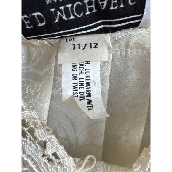 Vintage E.D. Michaels Cream Jacquard Prairie Dress Crochet Lace 80s USA medium - Picture 12 of 13